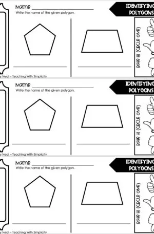 3rd Grade Geometry – Identifying Polygons Exit Ticket 2