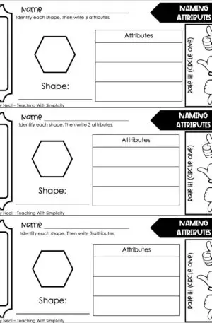 3rd Grade Geometry – Naming Attributes Exit Ticket 2