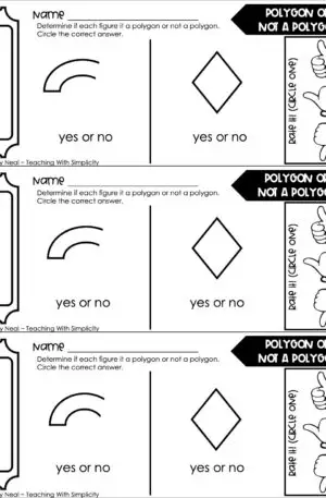 3rd Grade Geometry – Polygon or Not a Polygon Exit Ticket 1