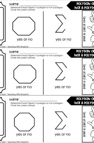 3rd Grade Geometry – Polygon or Not a Polygon Exit Ticket 2