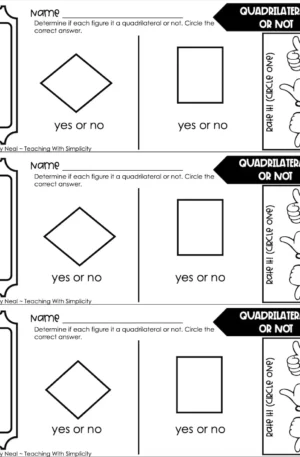 3rd Grade Geometry – Quadrilateral or Not Exit Ticket 2