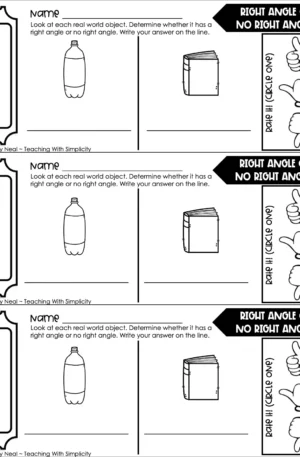 3rd Grade Geometry – Right Angle or No Right Angle? Exit Ticket 2