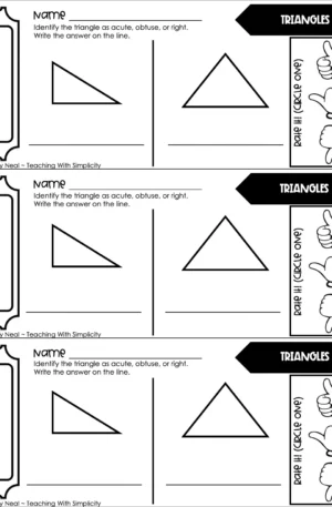 3rd Grade Geometry – Triangles Exit Ticket 1