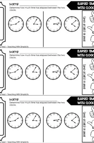 3rd Grade Measurement – Elapsed Time With Clocks Exit Ticket 2