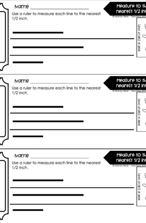 3rd Grade Measurement – Measure to the Nearest 1/2 Inch Exit Ticket 1