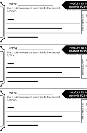 3rd Grade Measurement – Measure to the Nearest 1/2 Inch Exit Ticket 2