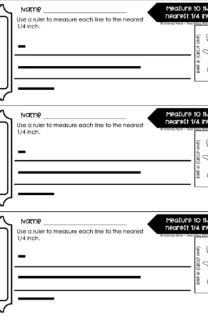 3rd Grade Measurement – Measure to the Nearest 1/4 Inch Exit Ticket 2