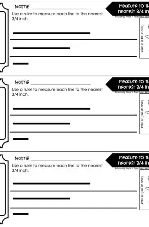 3rd Grade Measurement – Measure to the Nearest 3/4 Inch Exit Ticket 1