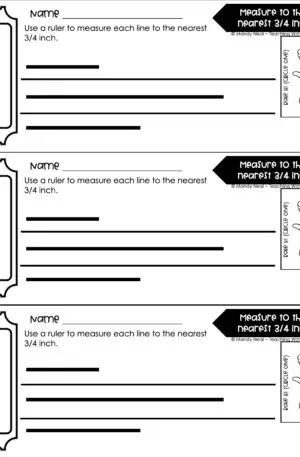 3rd Grade Measurement – Measure to the Nearest 3/4 Inch Exit Ticket 2