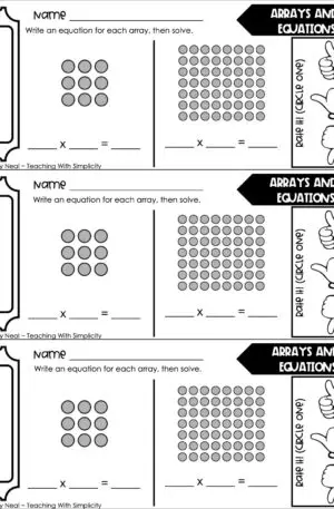 3rd Grade Multiplication – Arrays and Equations Exit Ticket 1