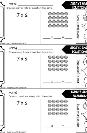 3rd Grade Multiplication – Arrays and Equations Exit Ticket 3