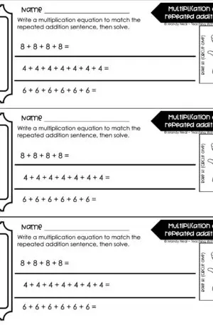 3rd Grade Multiplication – Multiplication as Repeated Addition Exit Ticket 1