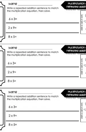 3rd Grade Multiplication – Multiplication as Repeated Addition Exit Ticket 2