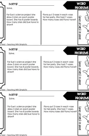 3rd Grade Multiplication – Word Problems Exit Ticket 1