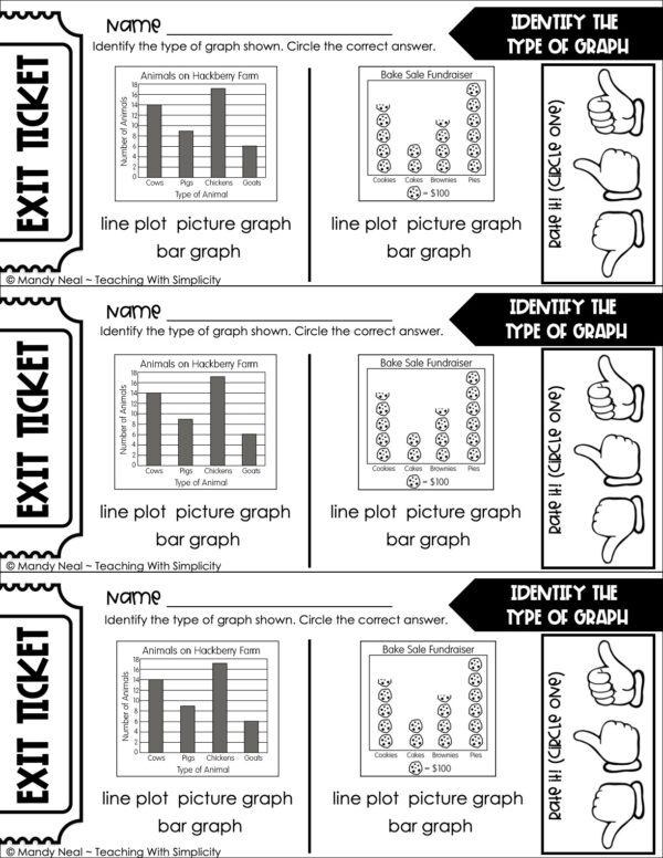 3rd Grade Represent and Interpret Data – Identify the Type of Graph Exit Ticket 1