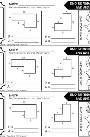 4th Grade Area and Perimeter – Find the Perimeter and Area Exit Ticket 2