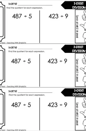 4th Grade Division – 3-Digit Division Exit Ticket 1