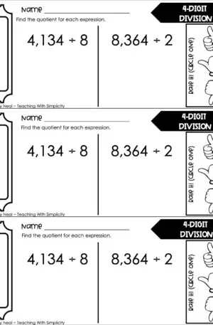 4th Grade Division – 4-Digit Division Exit Ticket 1