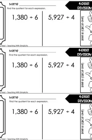 4th Grade Division – 4-Digit Division Exit Ticket 2