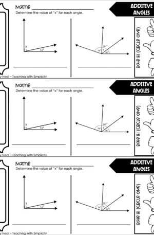 4th Grade Geometry – Additive Angles Exit Ticket 1