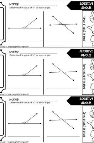 4th Grade Geometry – Additive Angles Exit Ticket 2