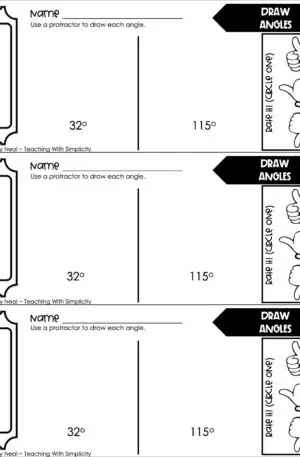 4th Grade Geometry – Draw Angles Exit Ticket 1