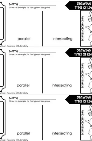 4th Grade Geometry – Drawing Types of Lines Exit Ticket 1