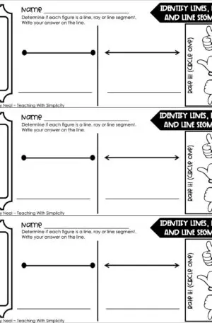 4th Grade Geometry – Identify Lines, Rays, and Line Segments Exit Ticket 1