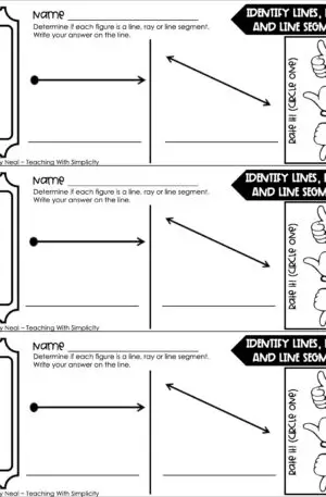 4th Grade Geometry – Identify Lines, Rays, and Line Segments Exit Ticket 2