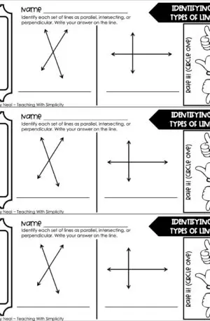 4th Grade Geometry – Identifying Types of Lines Exit Ticket 1