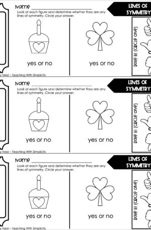 4th Grade Geometry – Lines of Symmetry Exit Ticket 1