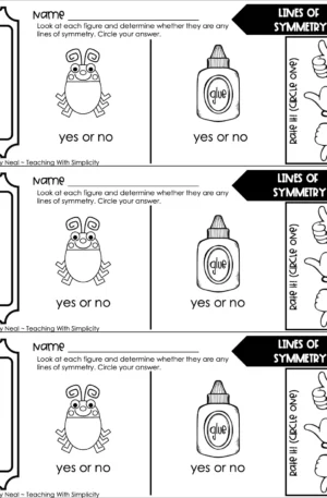 4th Grade Geometry – Lines of Symmetry Exit Ticket 2