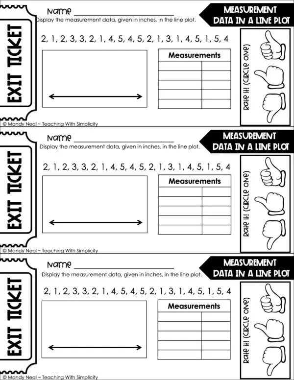 4th Grade Measurement – Data in a Line Plot Exit Ticket 2