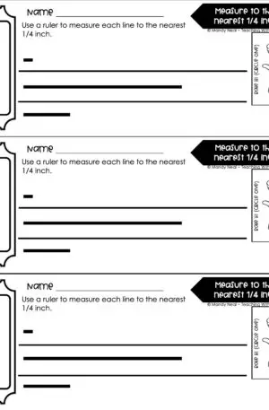 4th Grade Measurement – Measure to the Nearest 1/4 Inch Exit Ticket 2