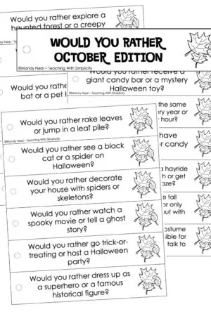 October Would You Rather Writing Prompts