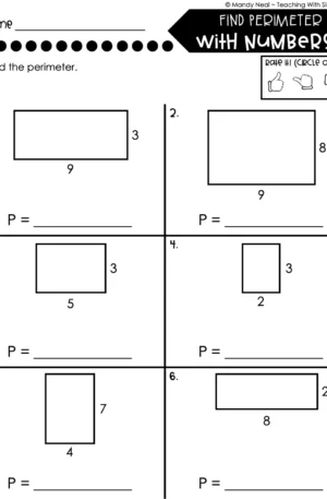 3rd Grade Area and Perimeter – Find Perimeter with Numbers 1