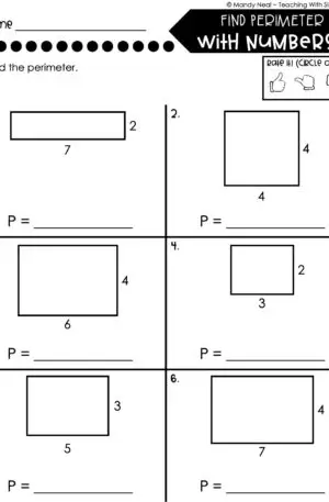 3rd Grade Area and Perimeter – Find Perimeter with Numbers 2