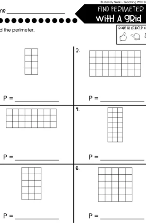 3rd Grade Area and Perimeter – Find Perimeter with a Grid Worksheet 1