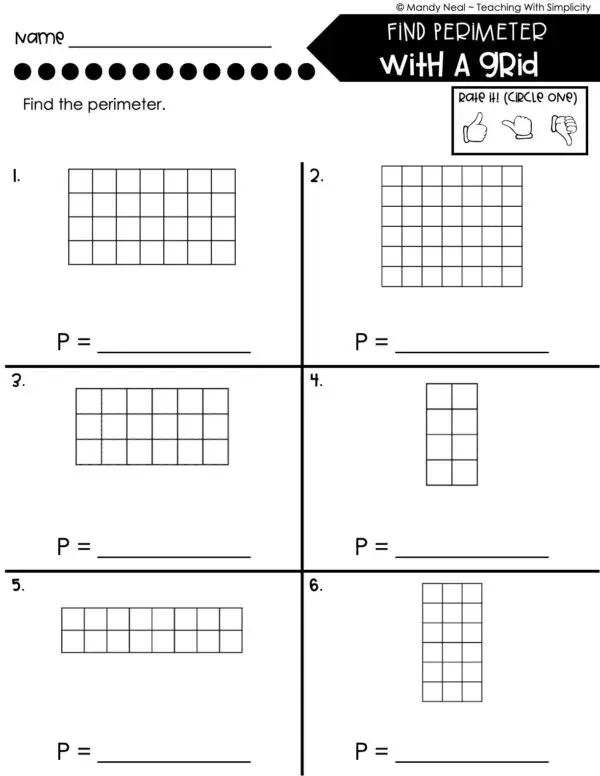 3rd Grade Area and Perimeter – Find Perimeter with a Grid Worksheet 2