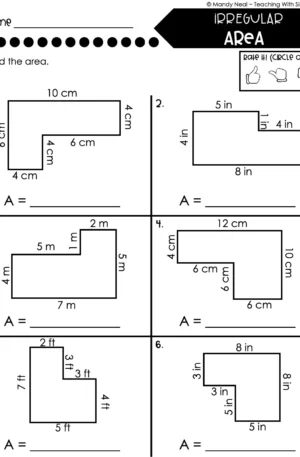 3rd Grade Area and Perimeter – Irregular Area Worksheet 1