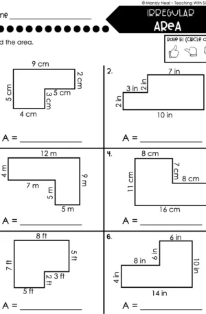 3rd Grade Area and Perimeter – Irregular Area Worksheet 2