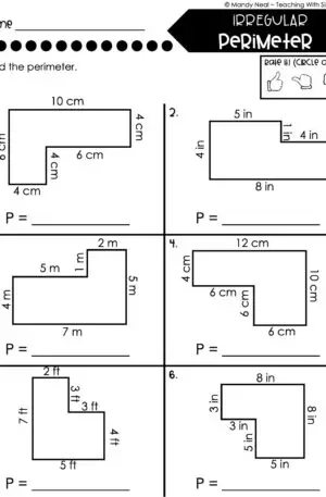 3rd Grade Area and Perimeter – Irregular Perimeter Worksheet 1