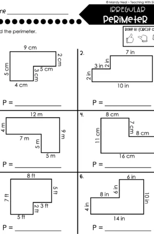 3rd Grade Area and Perimeter – Irregular Perimeter Worksheet 2