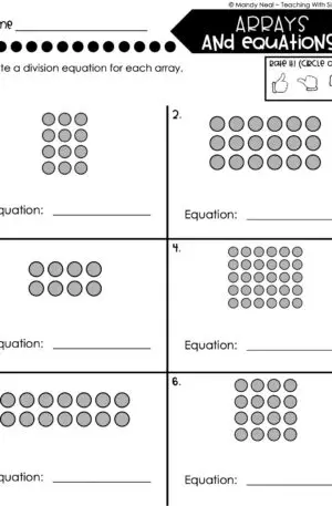 3rd Grade Division – Arrays and Equations Worksheet 1