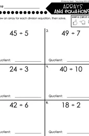 3rd Grade Division – Arrays and Equations Worksheet 2