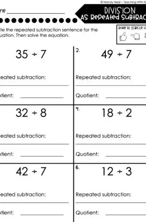 3rd Grade Division – Division as Repeated Subtraction Worksheet 2