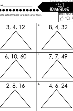 3rd Grade Division – Fact Triangles Worksheet 1