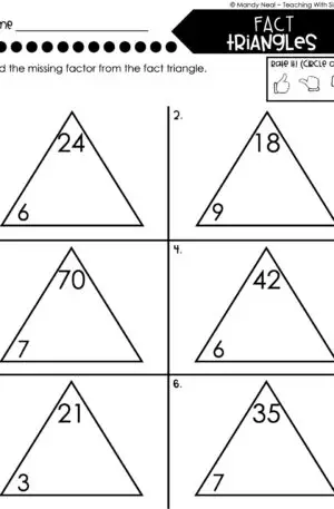 3rd Grade Division – Fact Triangles Worksheet 2