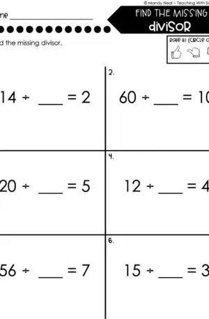 3rd Grade Division – Find the Missing Divisor Worksheet 1