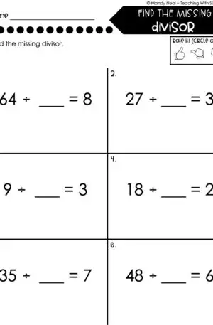 3rd Grade Division – Find the Missing Divisor Worksheet 2